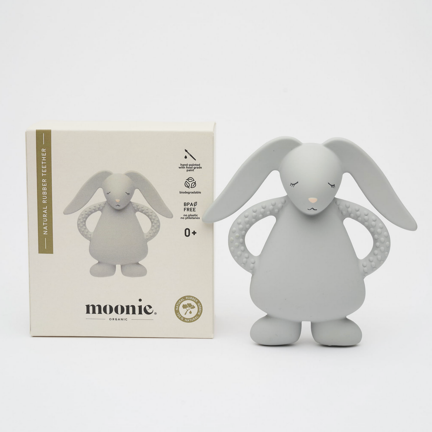 Moonie Beißring & Greifling Hase aus Naturkautschuk - silver