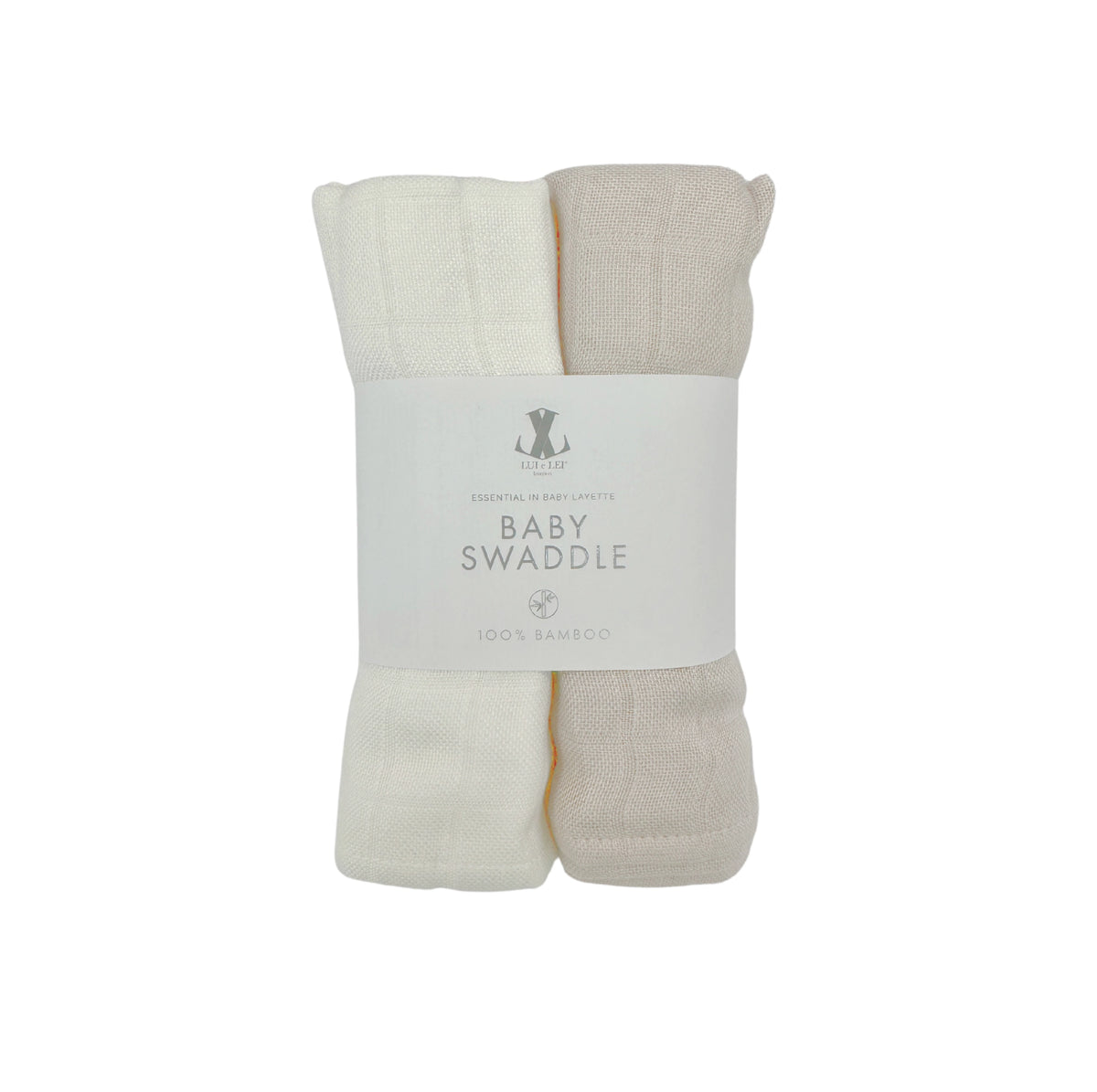 Pucktuch 2er Set aus Bambus Mulltuch beige off white 75x75 cm