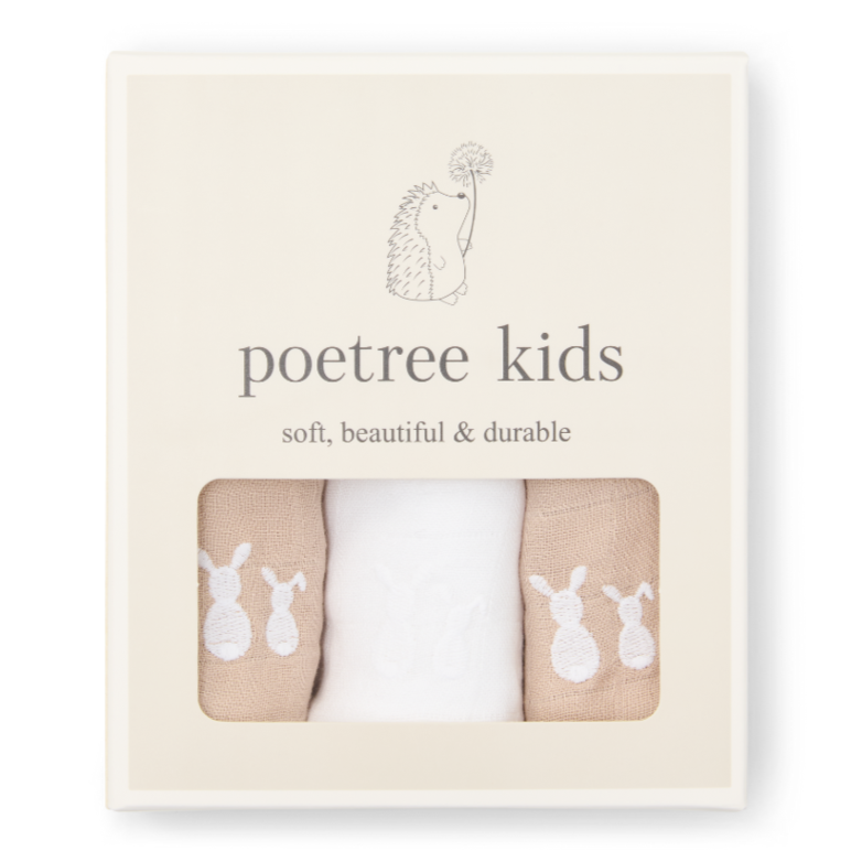 Poetree Kids Mulltücher Set Camel & Weiß