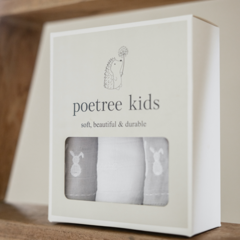 Poetree Kids Mulltücher Set Grau & Weiß