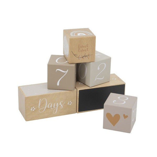 Label Label Meilensteinblöcke nougat beige aus Holz