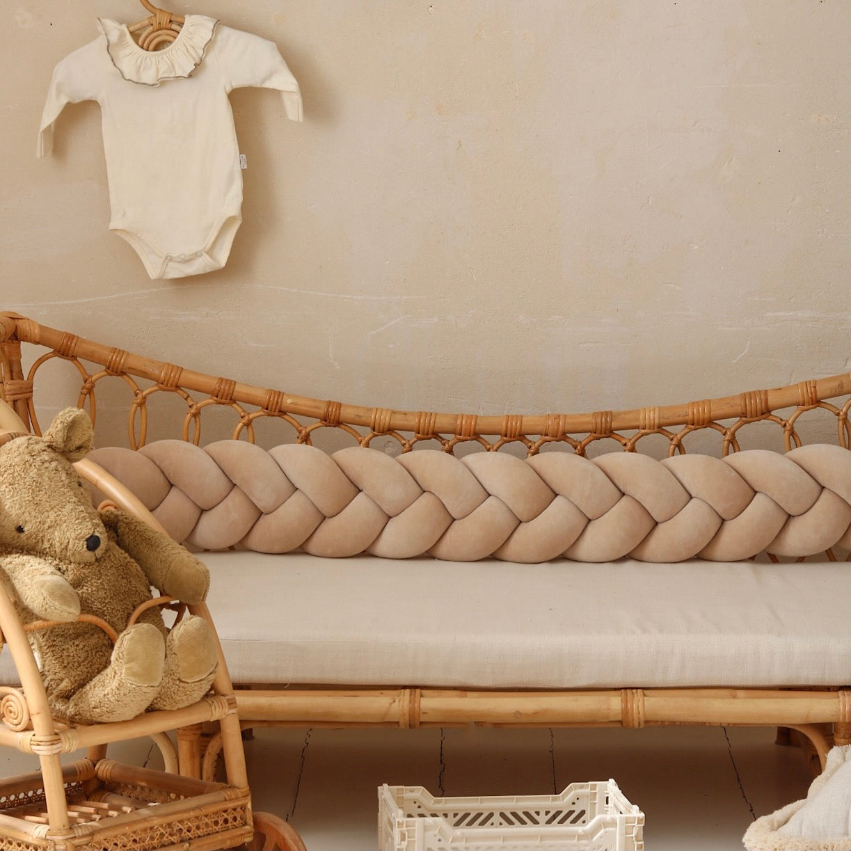 Bettschlange Zopf beige fürs Kinderbett
