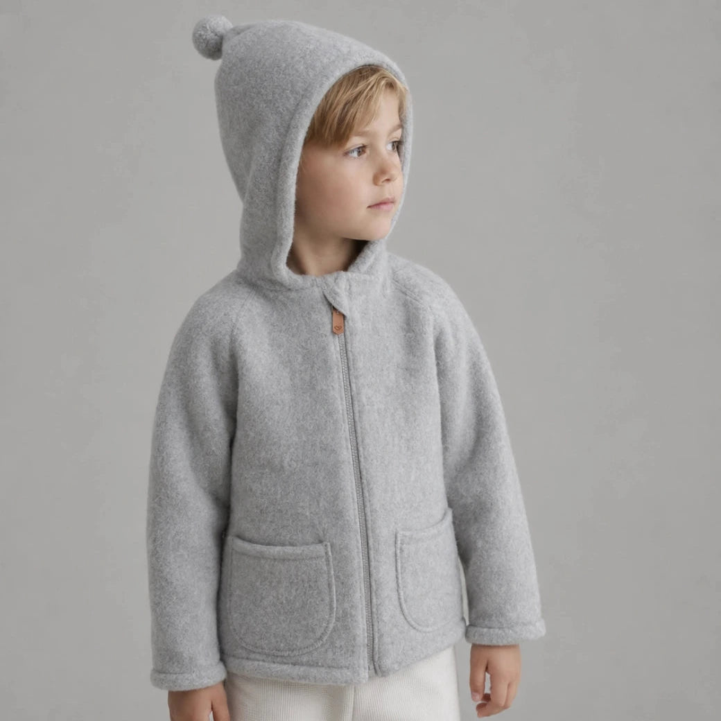 Zaffiro Baby & Kinder Wolljacke in Hellgrau aus Schafwolle