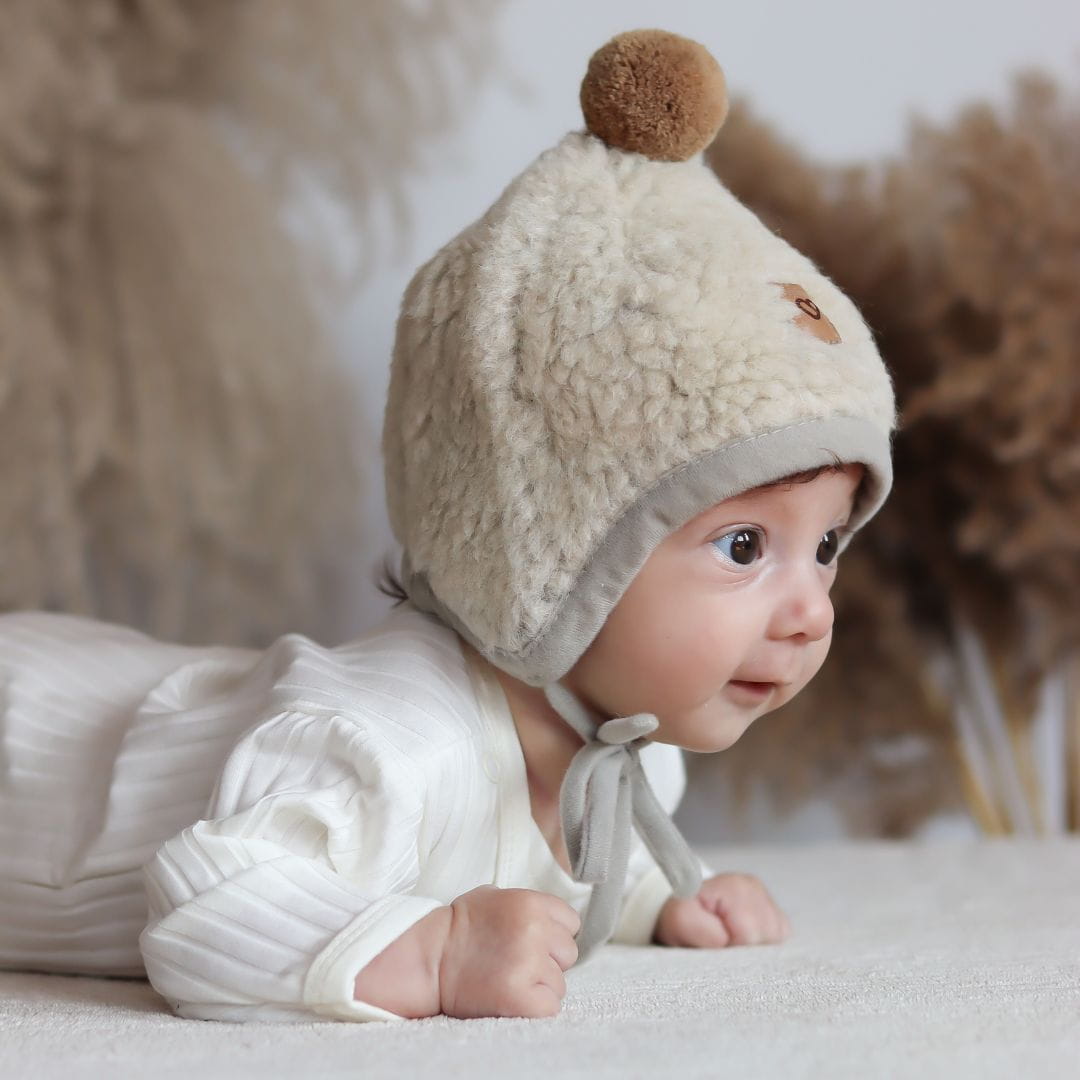 Zaffiro Mütze TULIP aus Schafwolle braun