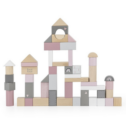 Holzbausteine Set 50 Stück rosa ab 2 Jahren