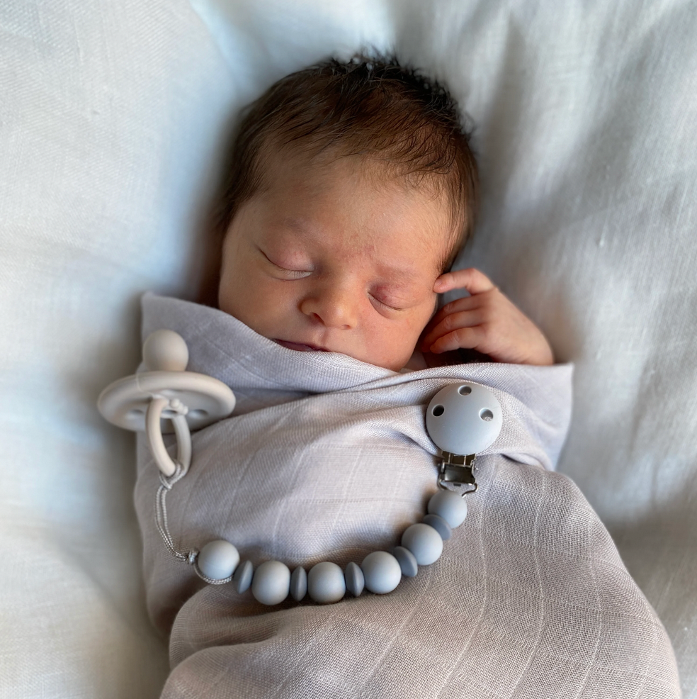 Schnullerkette aus Silikon pale &amp; dark grey