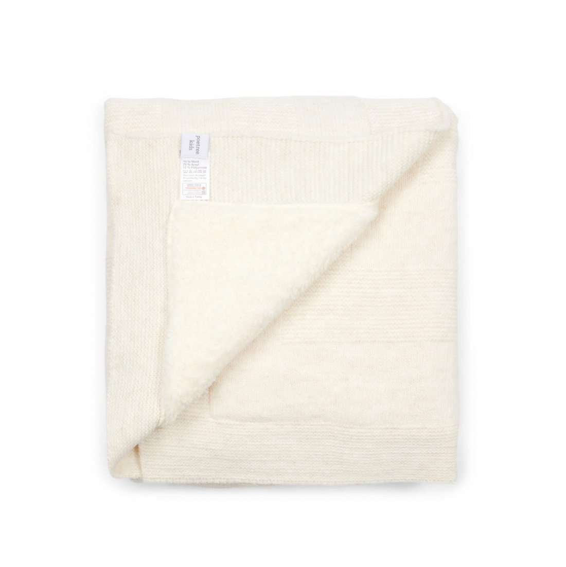 Warme Baby Decke aus Wolle off white von Poetree Kids