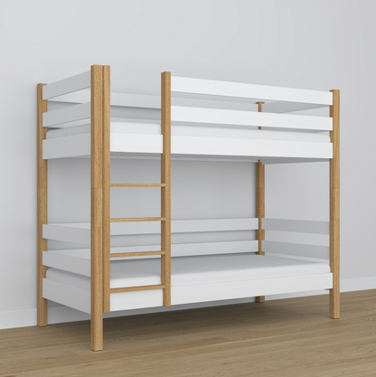 Stockbett WOODY 01 Eiche natur / weiß