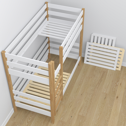Stockbett WOODY 01 Eiche natur / weiß