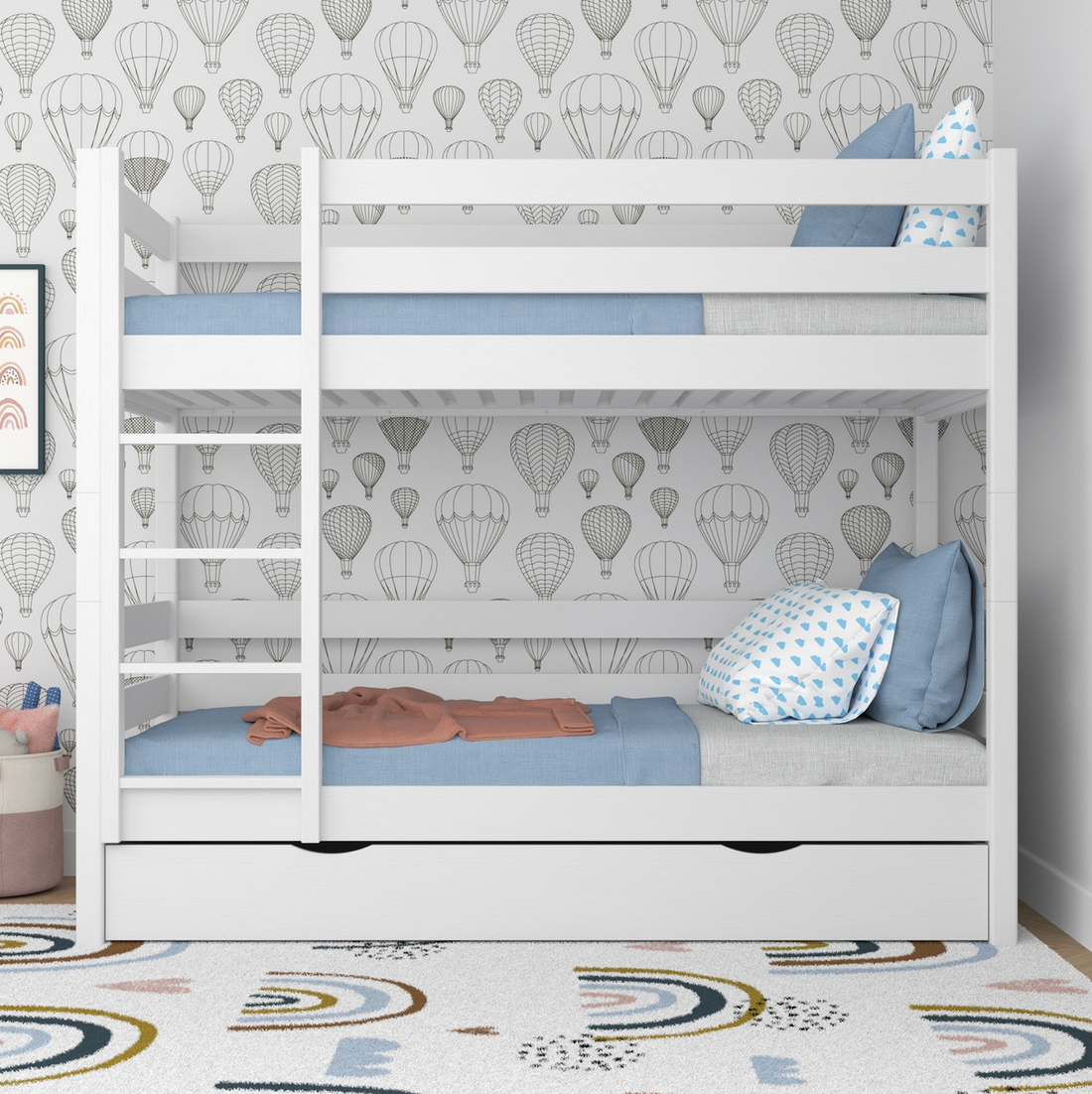 Stockbett WOODY 01 mit Schublade weiß