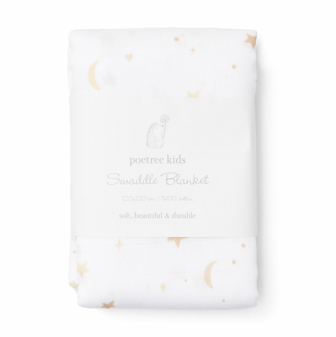 Pucktuch Swaddle weiß mit Mond &amp; Sternen von Poetree Kids 