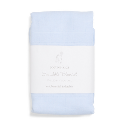 Baby Pucktuch Swaddle hellblau 120x120 cm von Poetree Kids