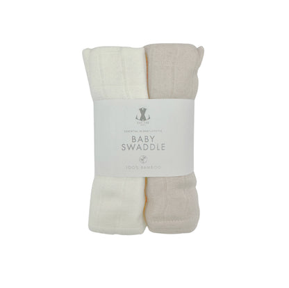 Pucktuch 2er Set aus Bambus Mulltuch beige off white 75x75 cm 