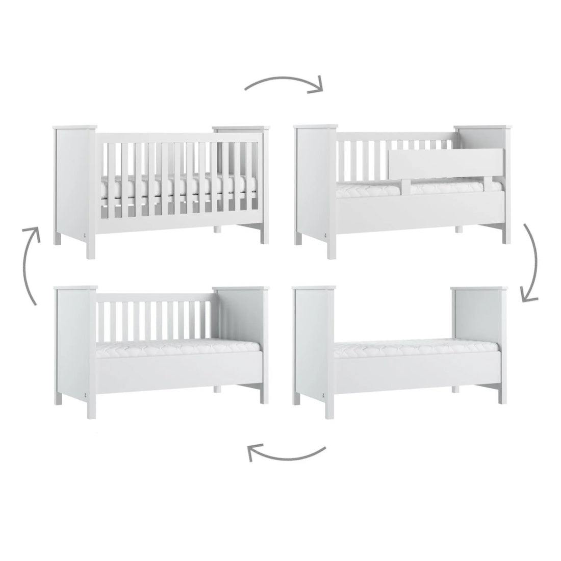 LUI e LEI 4 in 1 Babybett PRESTIGE 70x140 weiß inkl. Umbauset