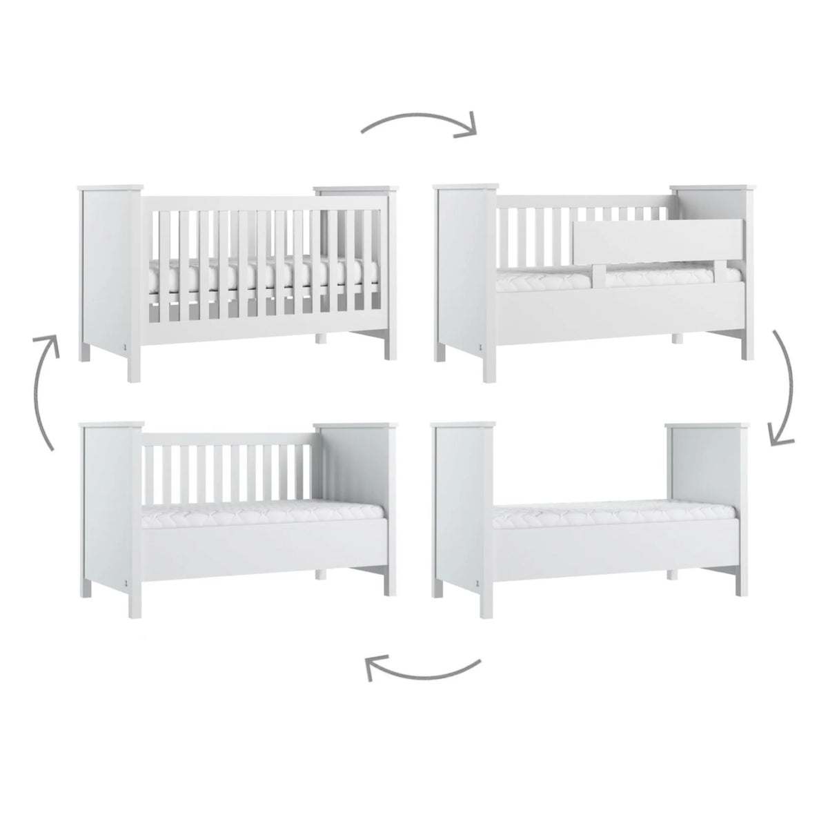 LUI e LEI 4 in 1 Babybett PRESTIGE 70x140 weiß inkl. Umbauset