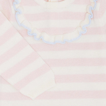 Livly Baby Strick-Overall gestreift rosa cream - Details