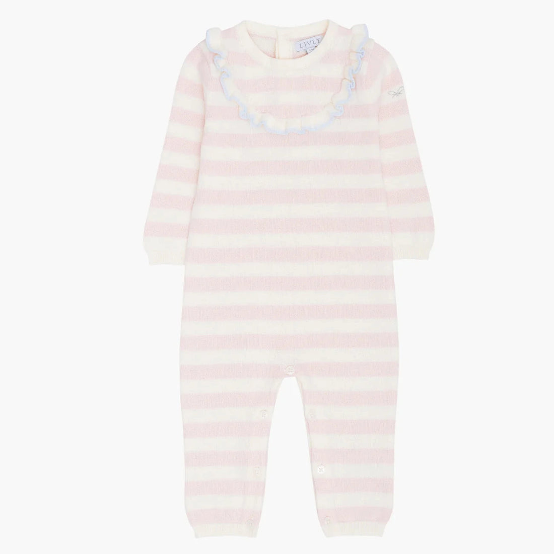 Livly Baby Strick-Overall gestreift rosa cream