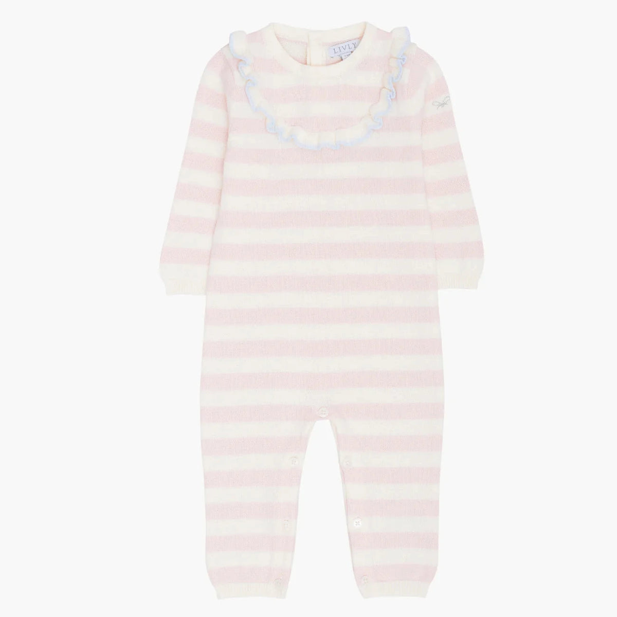 Livly Baby Strick-Overall gestreift rosa cream