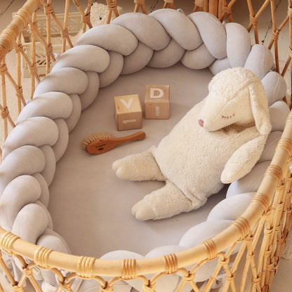 2 in 1 Babynest &amp; Bettschlange Samt hellgrau