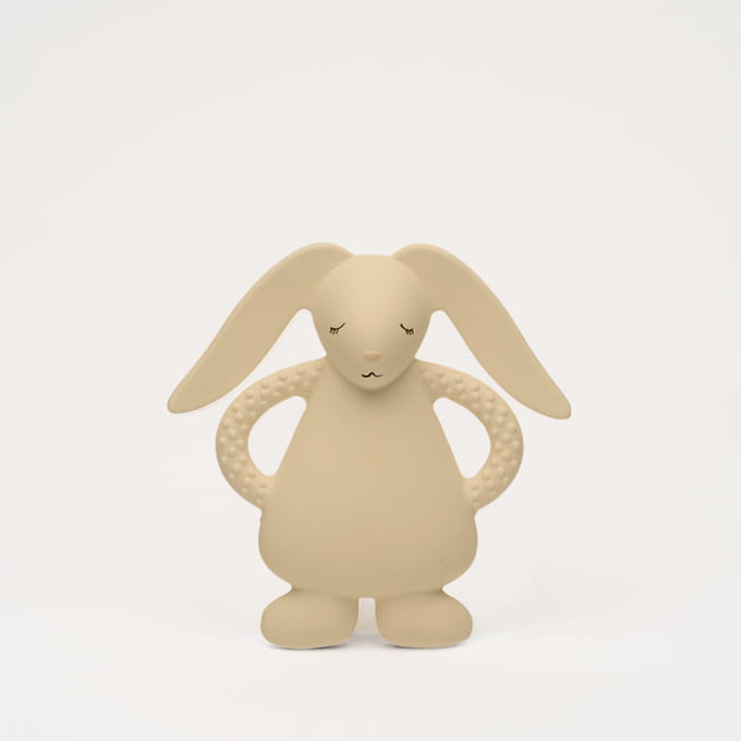 Moonie Beißring &amp; Greifling Hase aus Naturkautschuk - sand