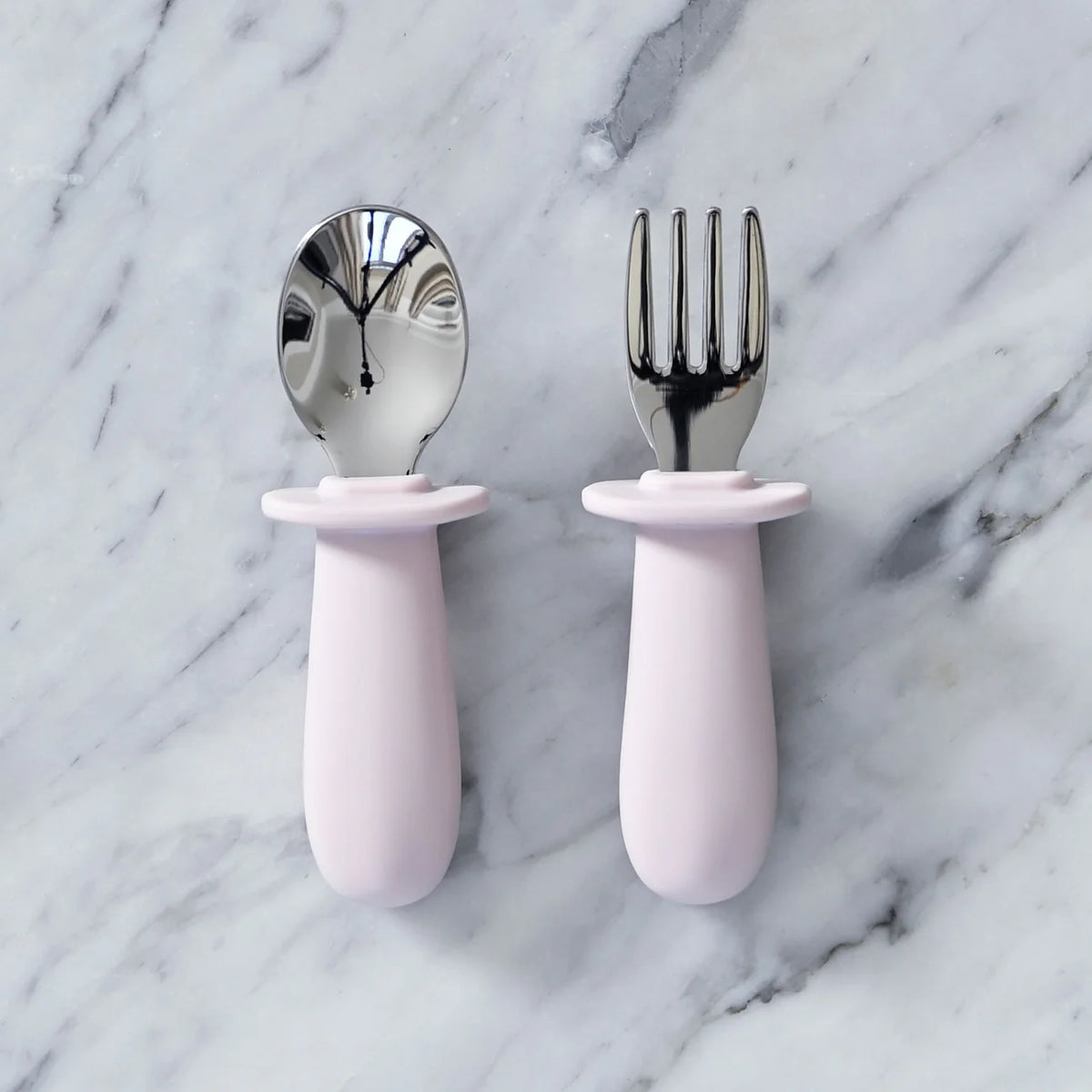 Baby Besteck Set aus Edelstahl und Silikon in Rosa von Jack o Juno