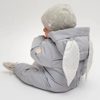 Baby Winteroverall Daunenfüllung, mit Kapuze und Hasenohren von Livly