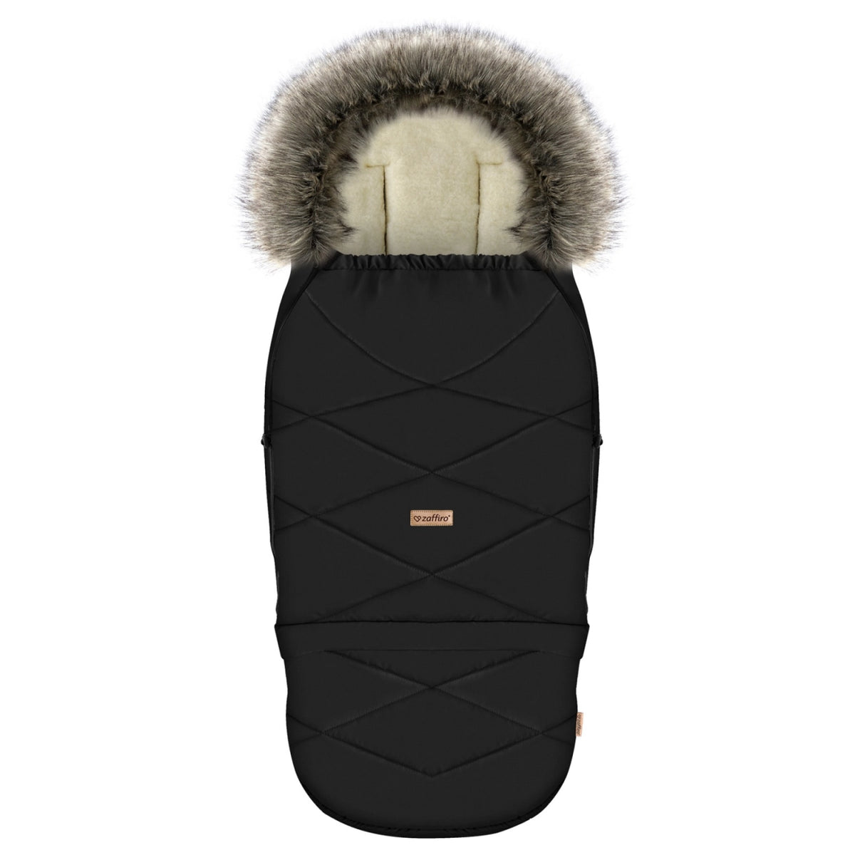 Zaffiro Fußsack GrowUP Nordico schwarz mit BASIC-Schafwolle - mitwachsend