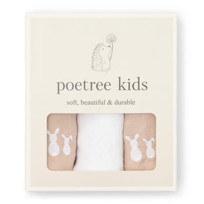 Poetree Kids Mulltücher Set Camel &amp; Weiß