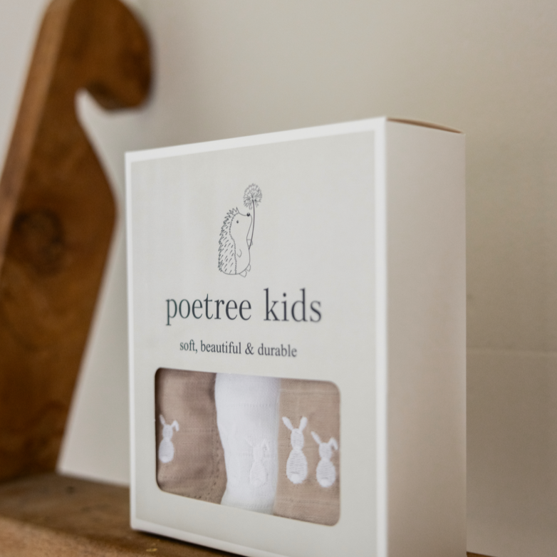 Poetree Kids Mulltücher Set Camel &amp; Weiß