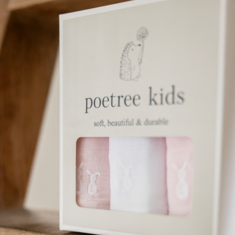 Poetree Kids Mulltücher Set Rosa &amp; Weiß