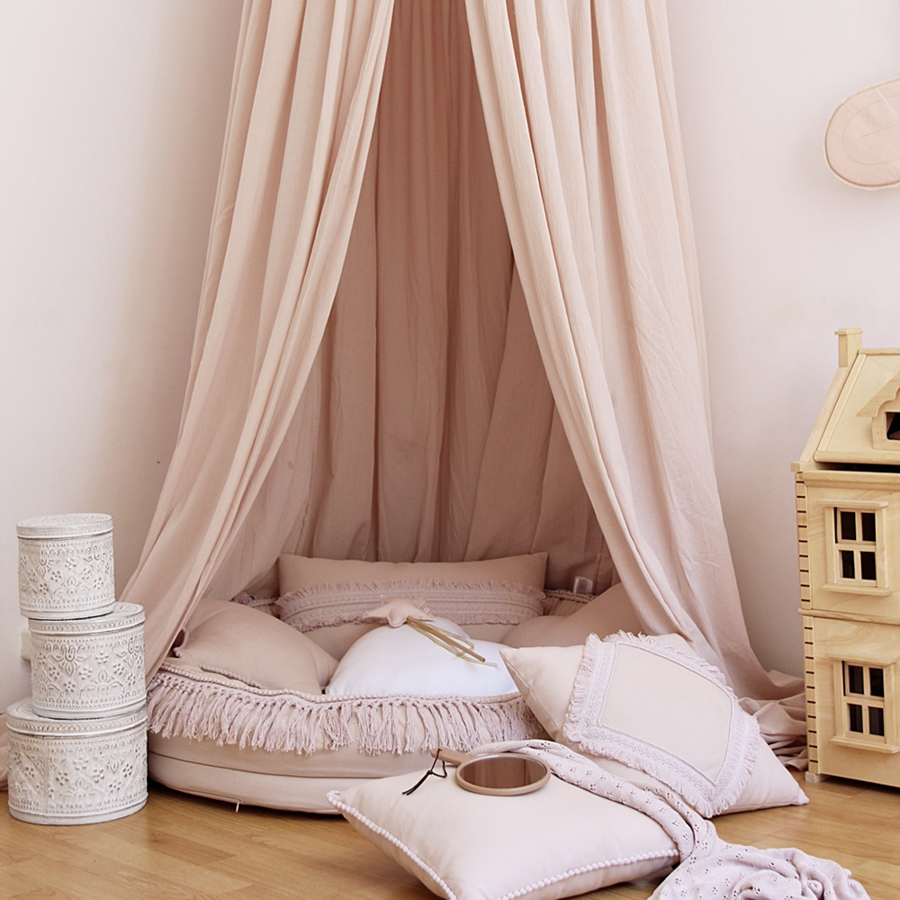 Juniornest BOHO mit Fransen puderrosa