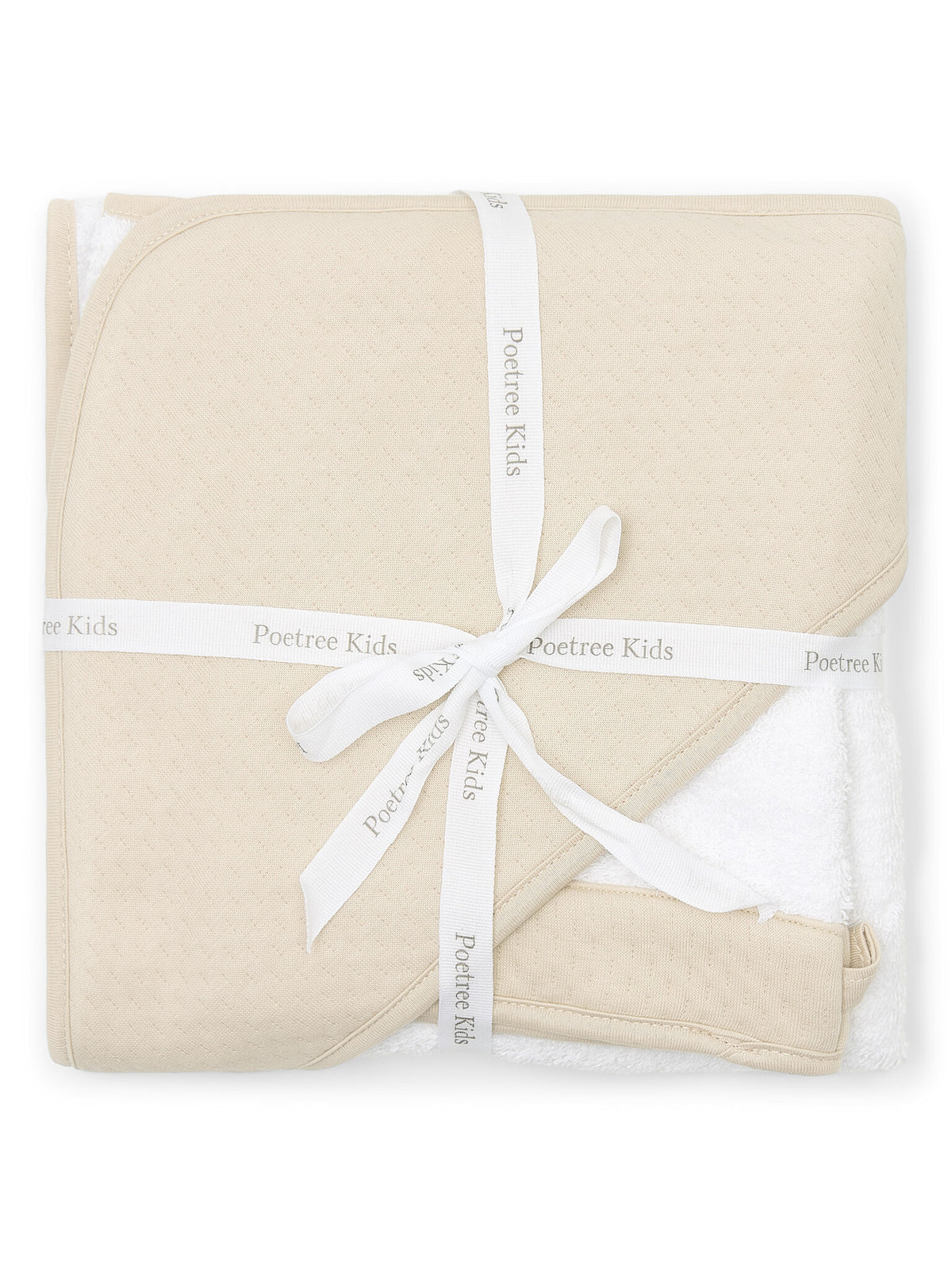 Baby Kapuzenhandtuch Set aus Baumwolle weiß beige