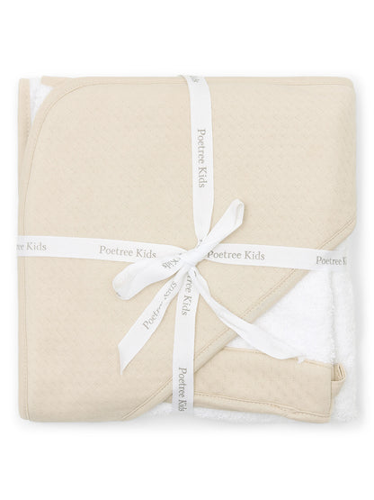 Baby Kapuzenhandtuch Set aus Baumwolle weiß beige