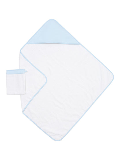 Baby Kapuzenhanduch mit Waschlappen in blau