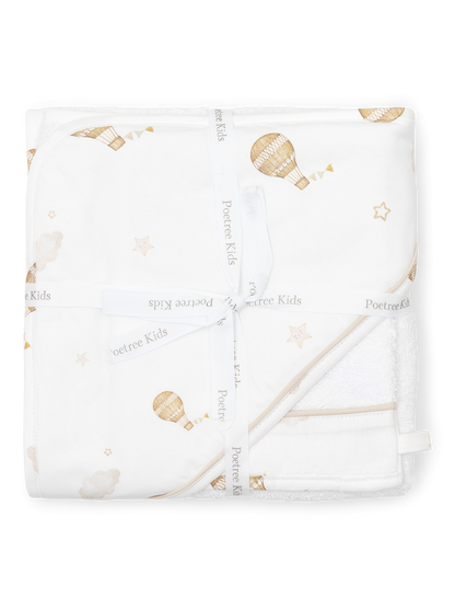 Poetree Kids Baby Kapuzenhandtuch Little Voyager mit beigem Print