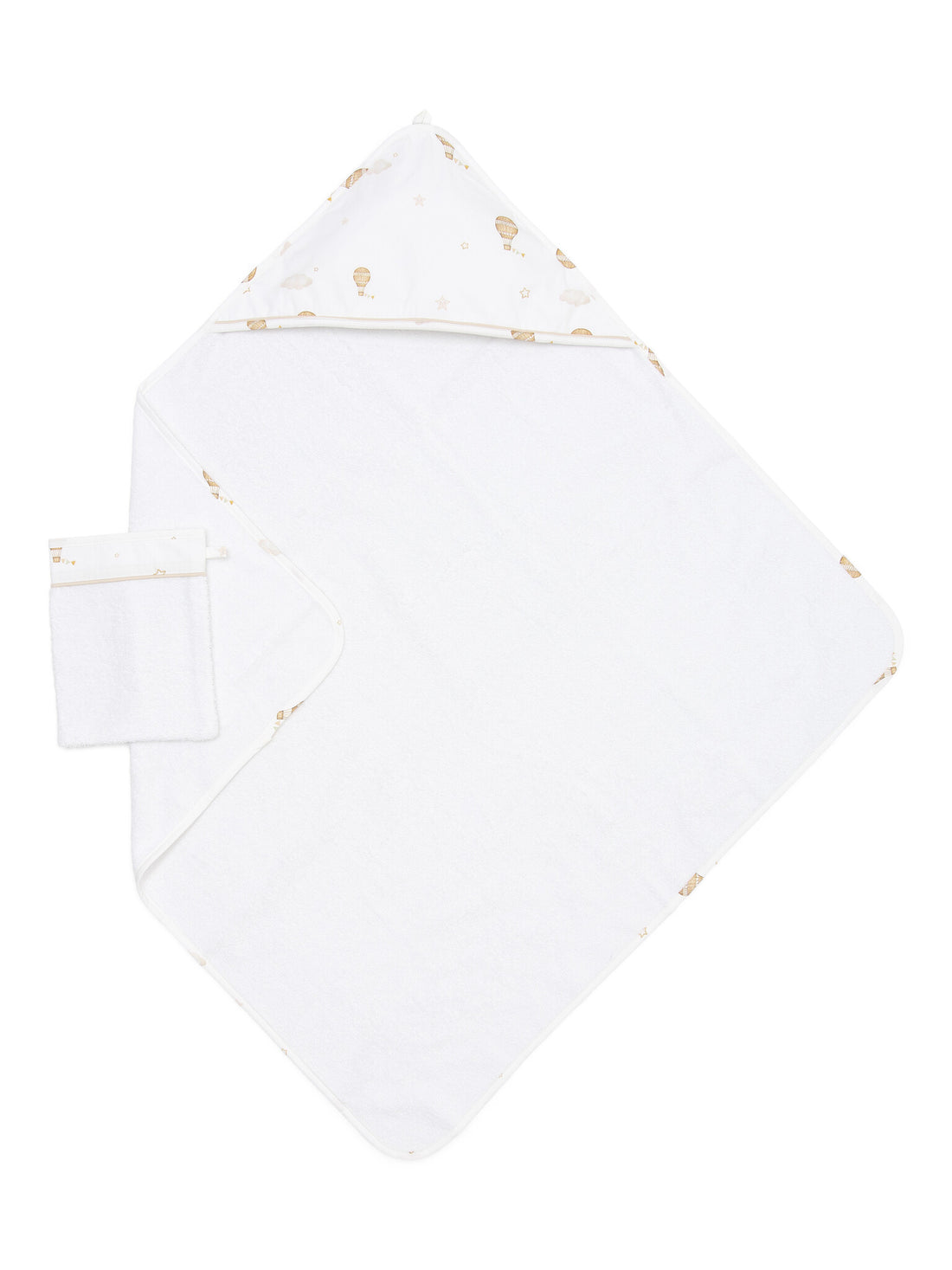Baby Kapuzenhandtuch Little Voyager mit beigem Print
