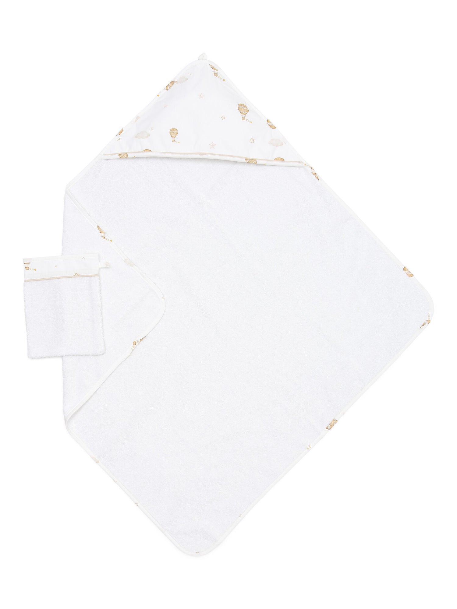 Baby Kapuzenhandtuch Little Voyager mit beigem Print