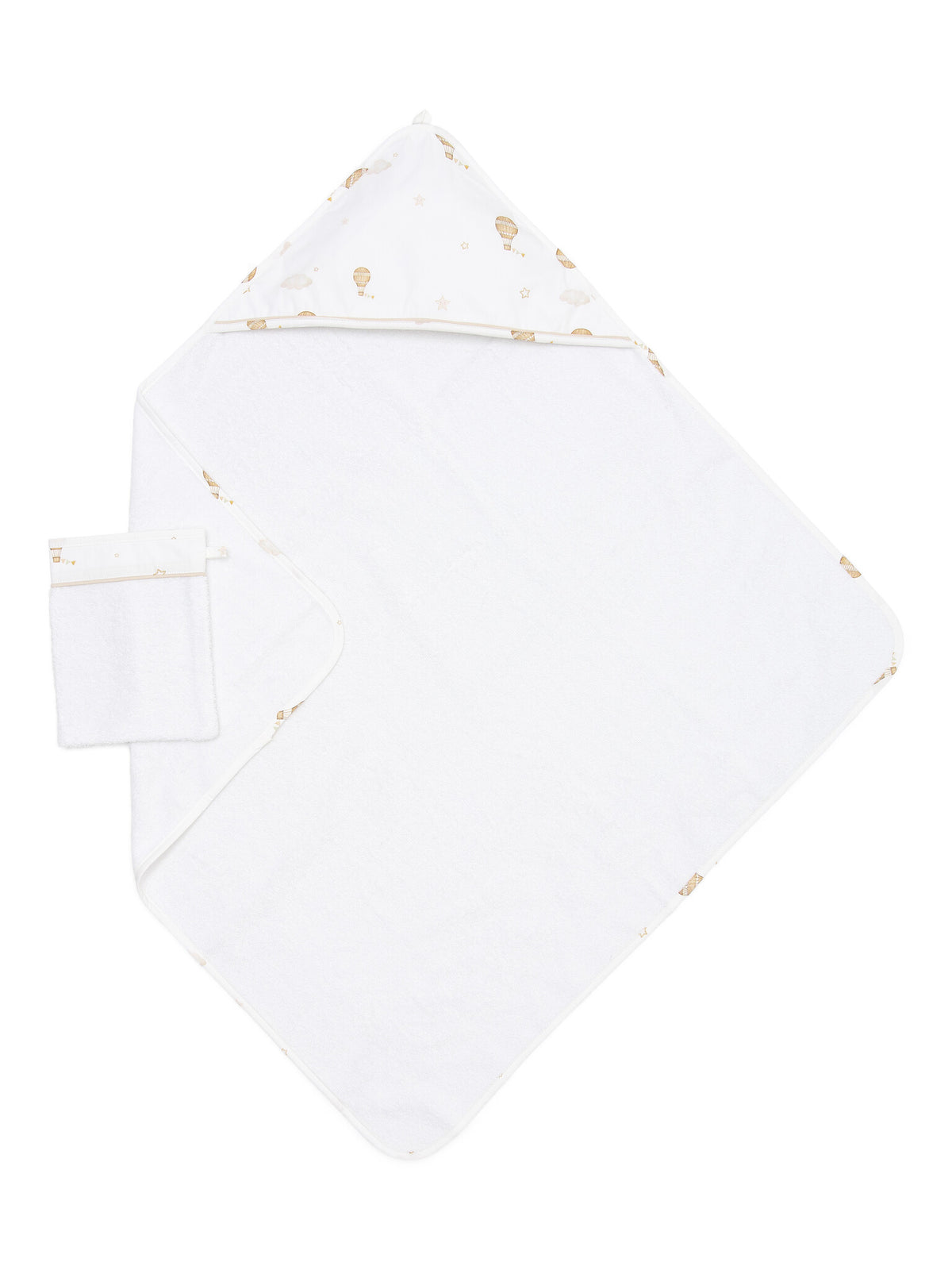 Baby Kapuzenhandtuch Little Voyager mit beigem Print