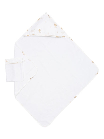 Baby Kapuzenhandtuch Little Voyager mit beigem Print