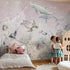 Kinderzimmer Tapete mit Meerestieren Marine Adventure lila