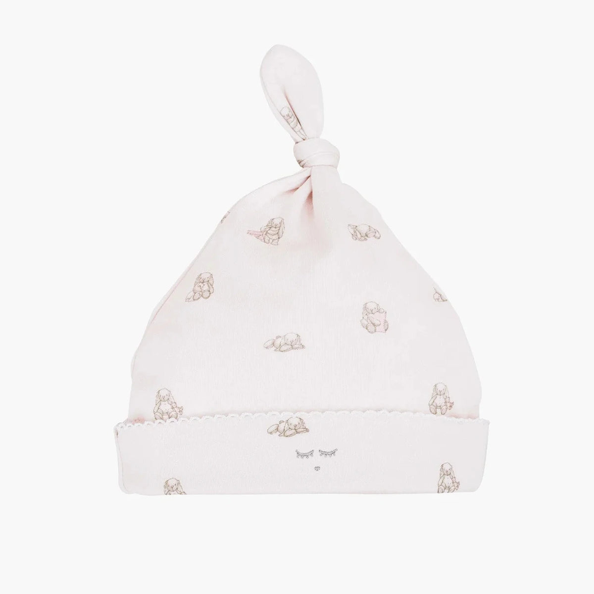 Livly Baby Mütze Beannie rosa mit Hasen-Print aus PIMA Baumwolle