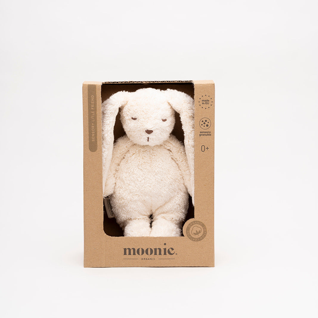 Sensorischer Mini Moonie Hase aus Bio-Baumwolle - polar