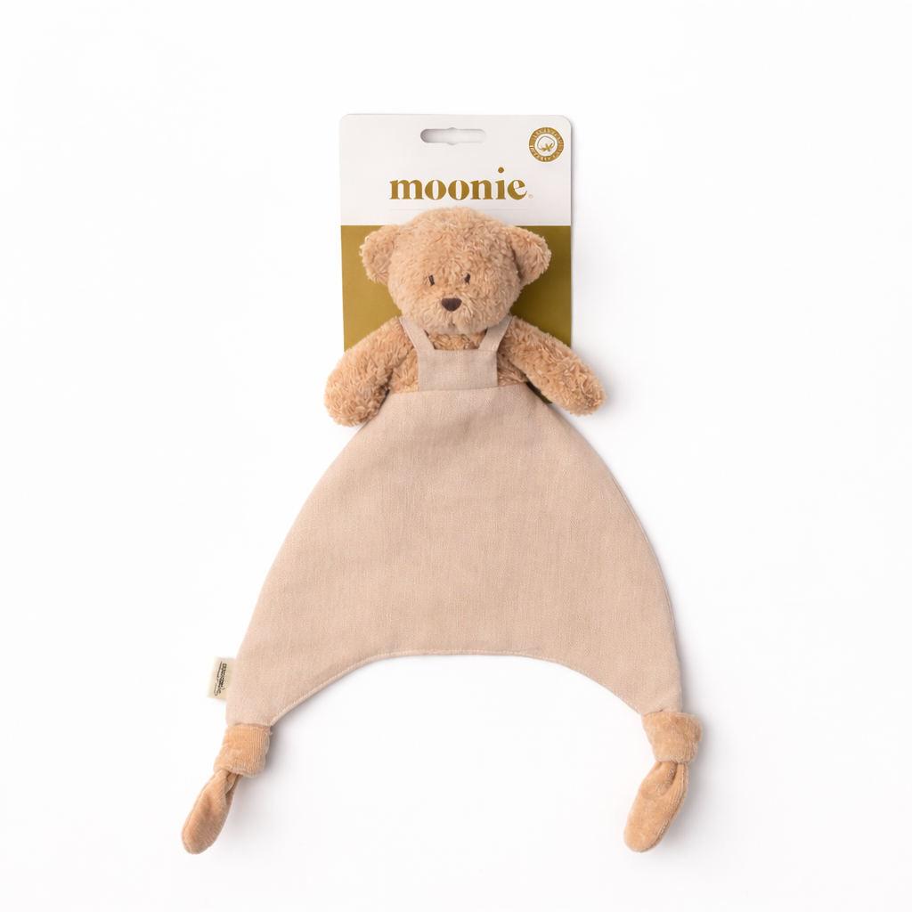 Moonie Doudou Schmusetuch Bär cappuccino aus Leinen und Bio-Baumwolle