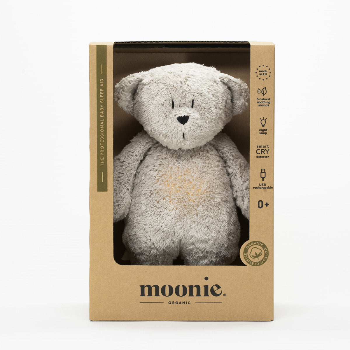 Moonie Bär 2.0 Einschlafhilfe mit Sound &amp; Nachtlicht - grey