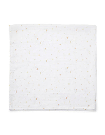 Pucktuch Swaddle weiß mit Mond &amp; Sternen von Poetree Kids 