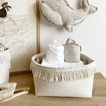 Stoffkorb Twist natural mit Fransen im Boho Stil Cotton &amp; Sweets