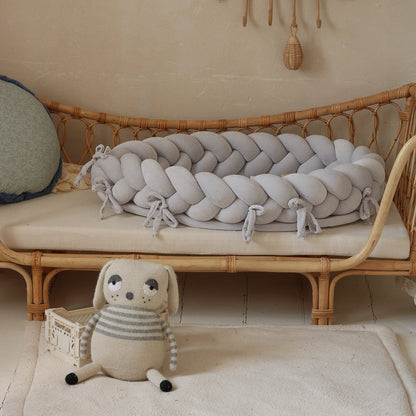 2 in 1 Babynest &amp; Bettschlange Samt hellgrau