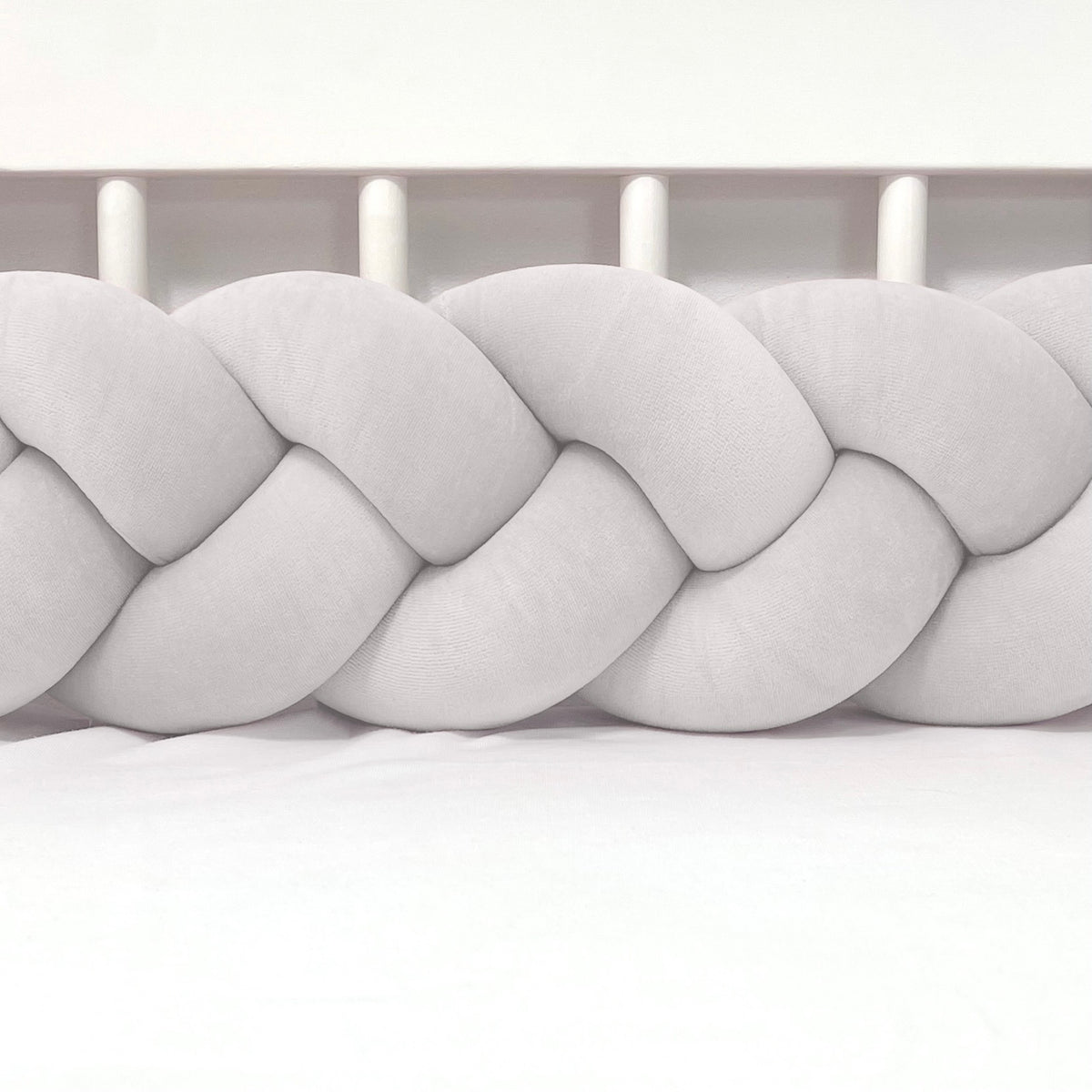 Bettschlange geflochten Samt hellgrau