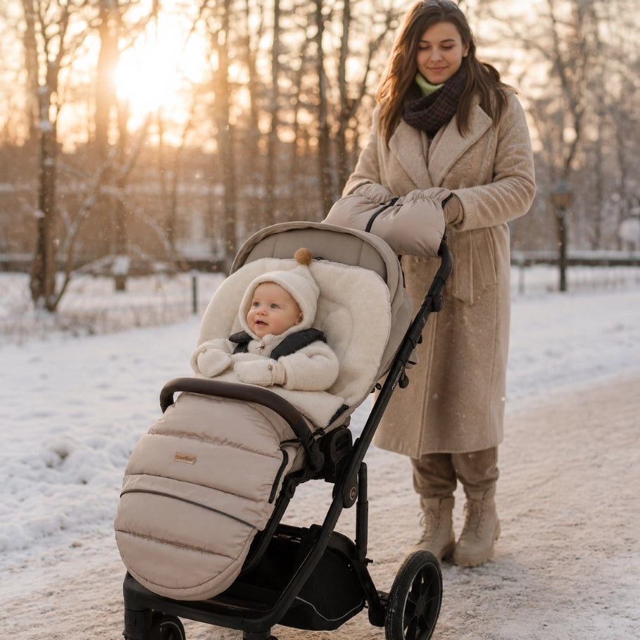 Zaffiro Fußsack iGrow Aspen beige mit PREMIUM-Schafwolle - mitwachsend