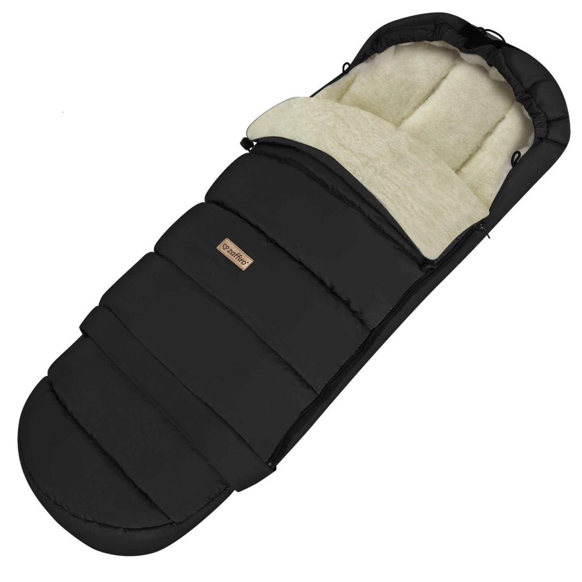 Zaffiro Fußsack iGrow Nordico schwarz mit BASIC-Schafwolle - mitwachsend